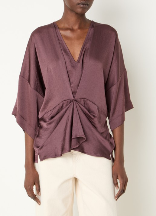Summum Top met V-hals en gedrapeerd detail