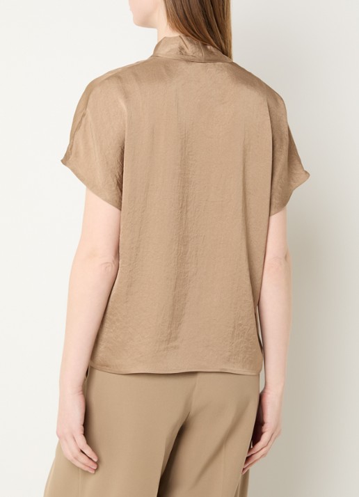 Summum Top met V-hals en vlindermouw - achterkant khaki