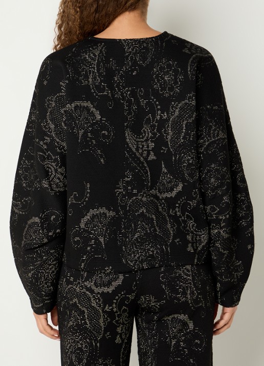 Summum Trui van jersey met jacquard dessin en lurex - achterkant 3 zwart