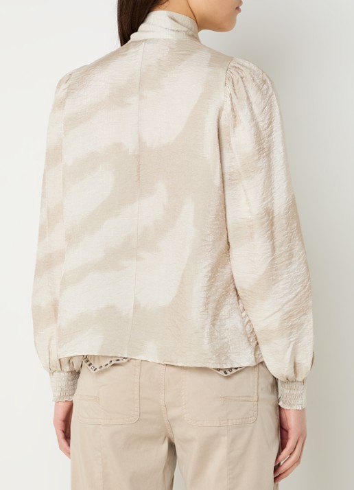 Summum Tuniek met sjaalkraag en print - achterkant khaki