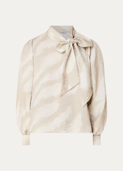 Summum Tuniek met sjaalkraag en print - voorkant 4 khaki