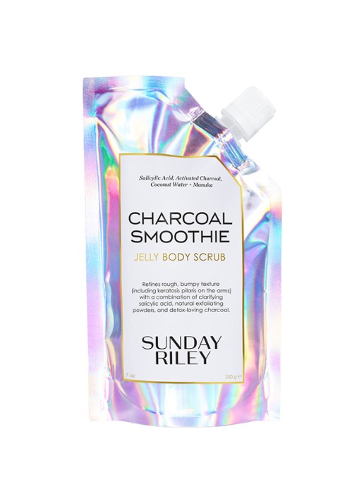 Sunday Riley Charcoal Smoothie Jelly Body Scrub - lichaamsscrub - voorkant transparant
