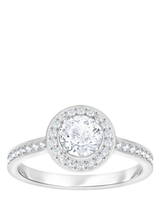 Swarovski Attract ring met kristal - voorkant zilver