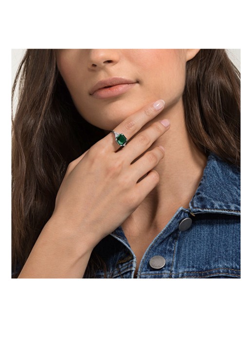 Swarovski Attract ring met kristal  - voorkant 4 zilver