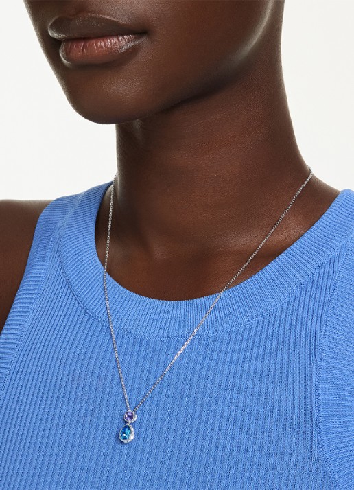 Swarovski Chroma ketting met kristal - detail 6 zilver