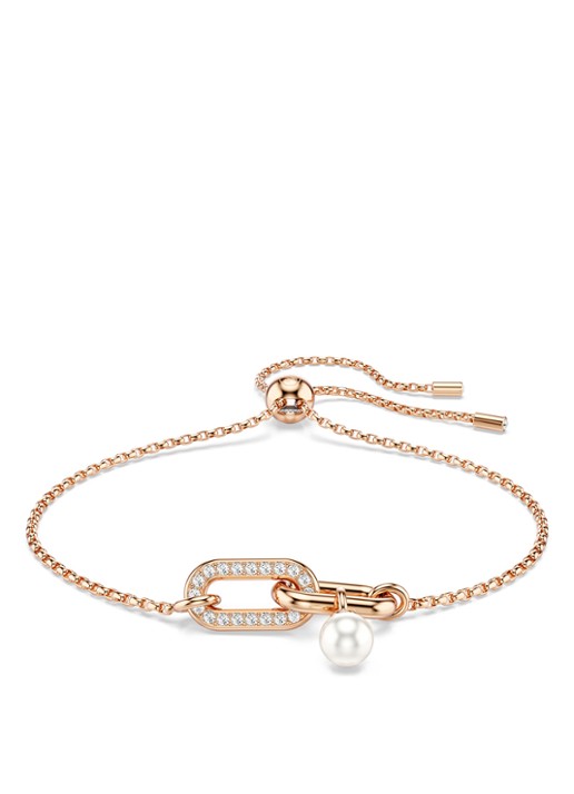 Swarovski Constella armband met imitatieparel M - voorkant 5 roségoud