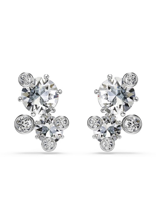 Swarovski Constella oorknopjes met kristal - voorkant 4 zilver