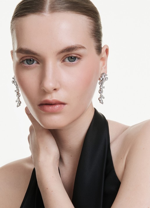 Swarovski Constella oorstekers met kristal - voorkant 5 zilver