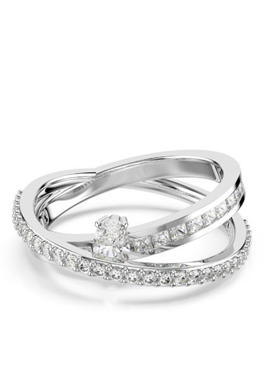 Swarovski Hyperbola ring met kristal 60 - voorkant zilver