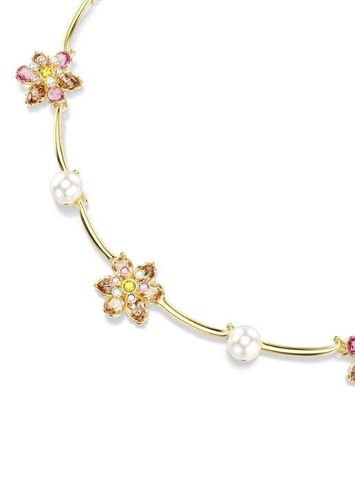 Swarovski Idyllia ketting met imitatieparel - detail 5 goud