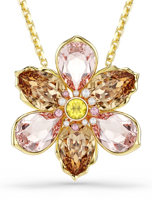 Swarovski Idyllia ketting met kristal - voorkant 5 goud