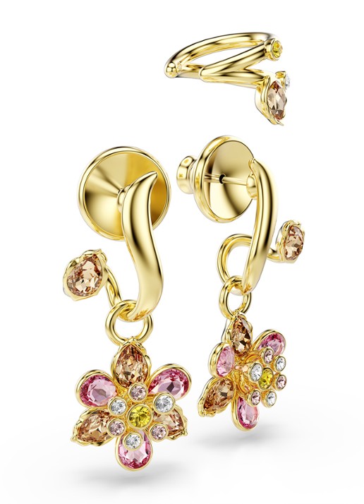 Swarovski Idyllia set van oorstekers en ear cuff met kristal - detail 3 goud