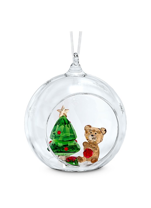 Swarovski Joyful Christmas Scene kerstbal 8 cm - voorkant transparant