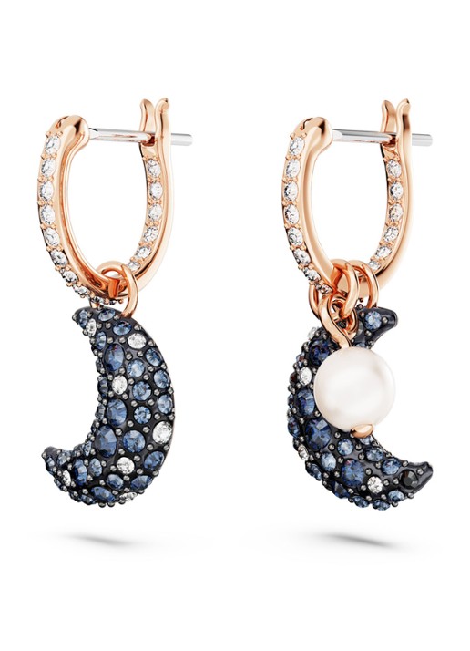 Swarovski Luna oorringen verguld - detail 3 roségoud