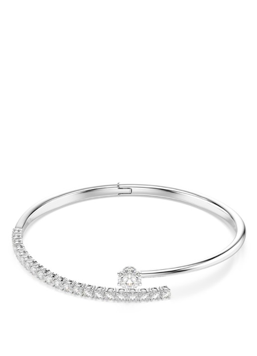 Swarovski Matrix bangle met kristal - voorkant zilver