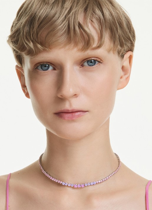 Swarovski Matrix ketting met kristal - detail 6 zilver