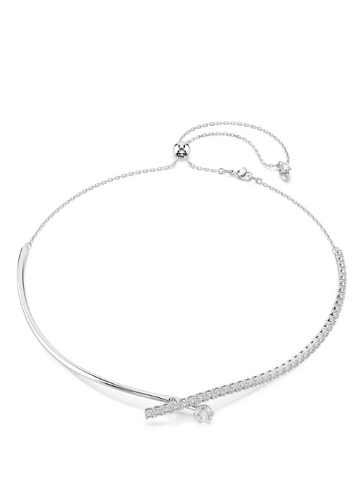 Swarovski Matrix ketting met kristal - voorkant zilver
