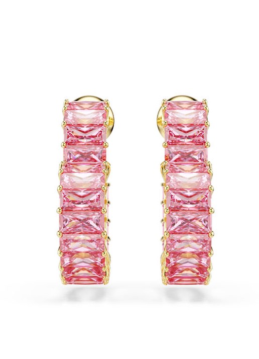Swarovski Matrix oorringen verguld  - detail roze