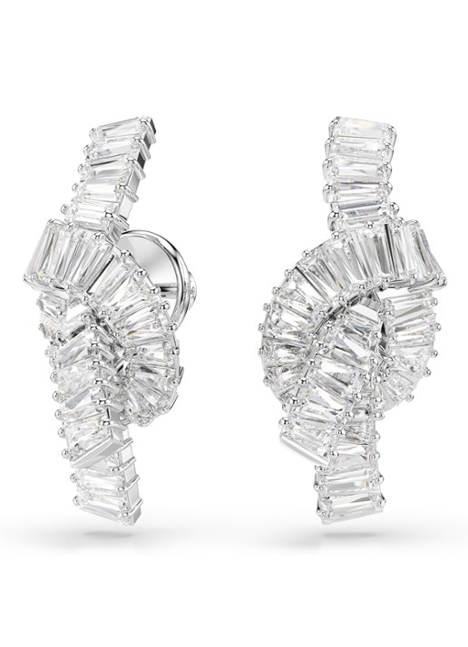 Swarovski Matrix oorstekers met zirkonia - detail zilver