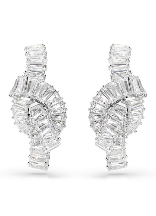 Swarovski Matrix oorstekers met zirkonia - voorkant 4 zilver