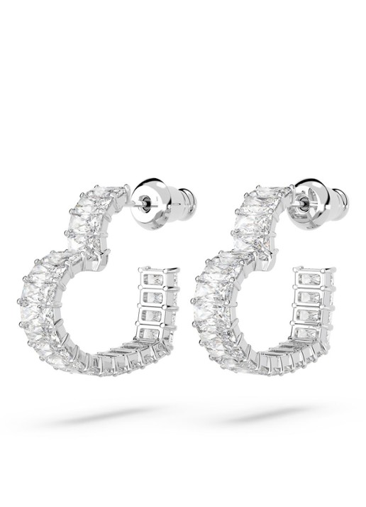 Swarovski MATRIX PE HOOP HRT S WHITE/RHS - detail 4 zilver
