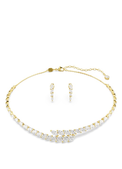Swarovski Mesmera set van ketting en oorstekers met kristal - voorkant goud