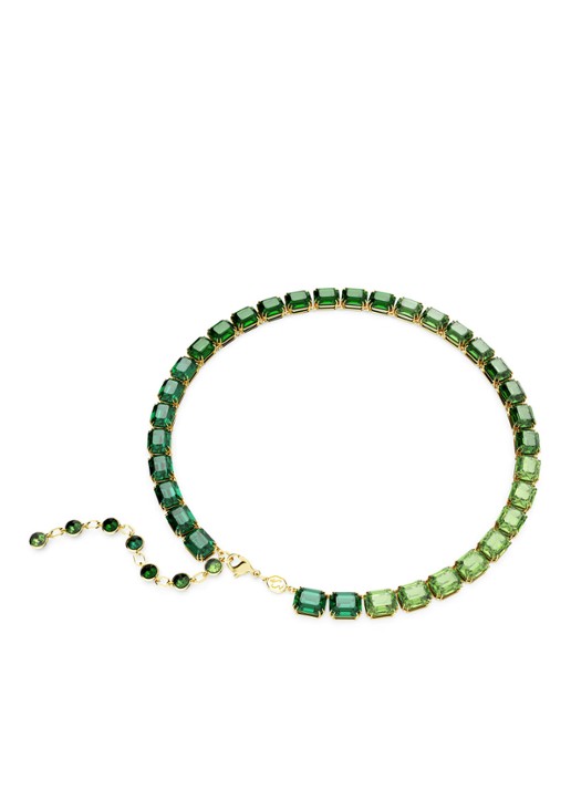 Swarovski Millenia statementketting verguld - detail 2 groen