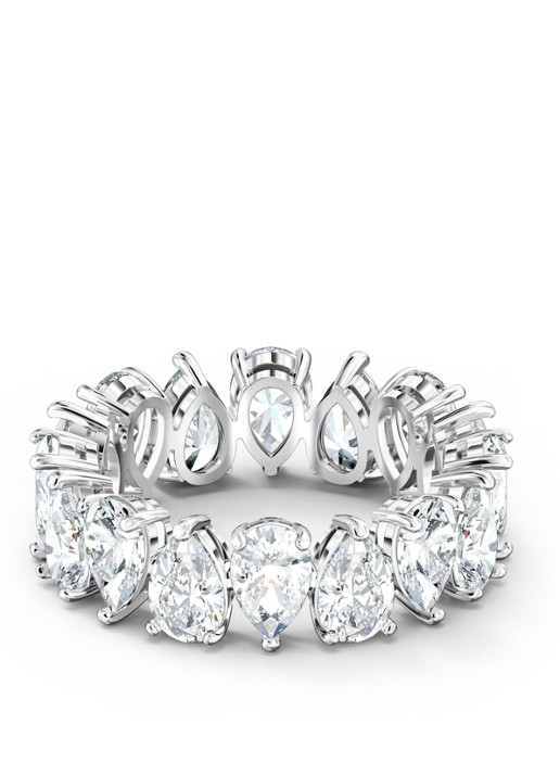 Swarovski Pear ring met kristal - voorkant 3 zilver