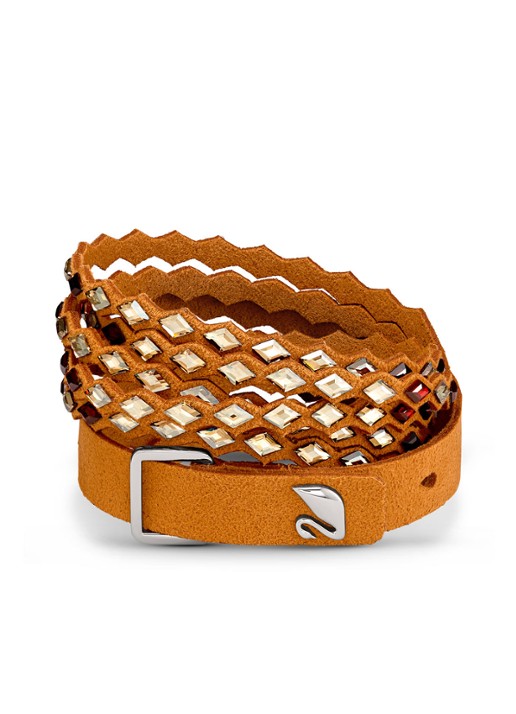 Swarovski Power wikkelarmband met kristal - detail 3 cognac