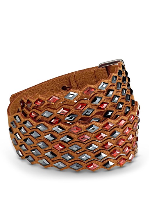 Swarovski Power wikkelarmband met kristal - voorkant cognac