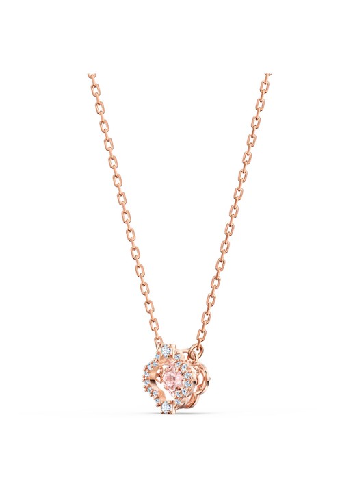 Swarovski Sparkling DC set van ketting en oorstekers met kristal - detail 2 roségoud