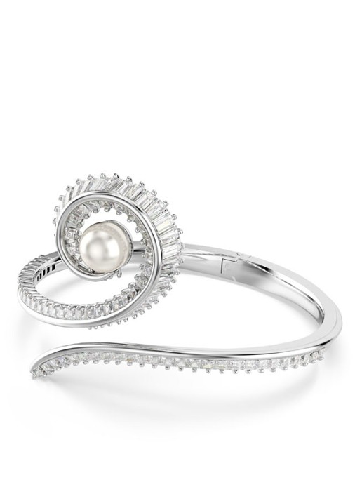 Swarovski SS25 Capsule bangle met kristal M - detail zilver