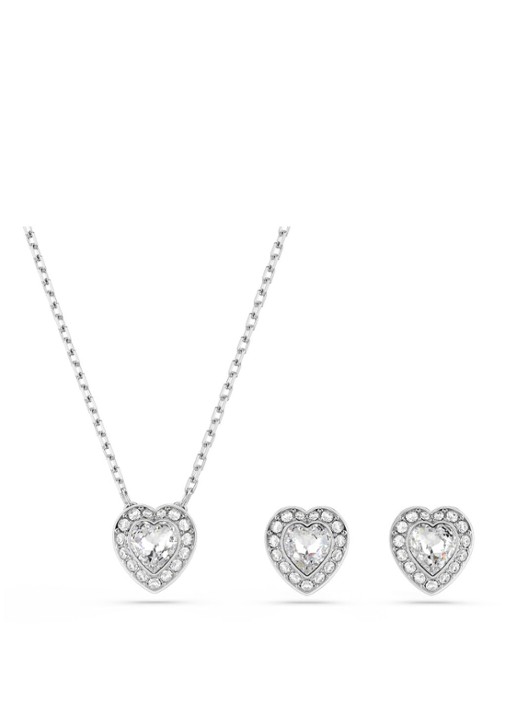 Swarovski SS25 Capsule set van ketting en oorknopjes met kristal - voorkant zilver