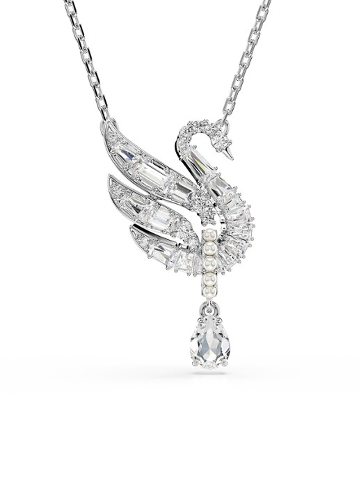 Swarovski Swan ketting met zirkonia - voorkant 5 zilver