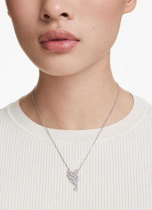 Swarovski Swan ketting met zirkonia - voorkant 6 zilver