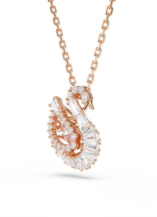 Swarovski Swan ketting met zirkonia - detail 2 roségoud