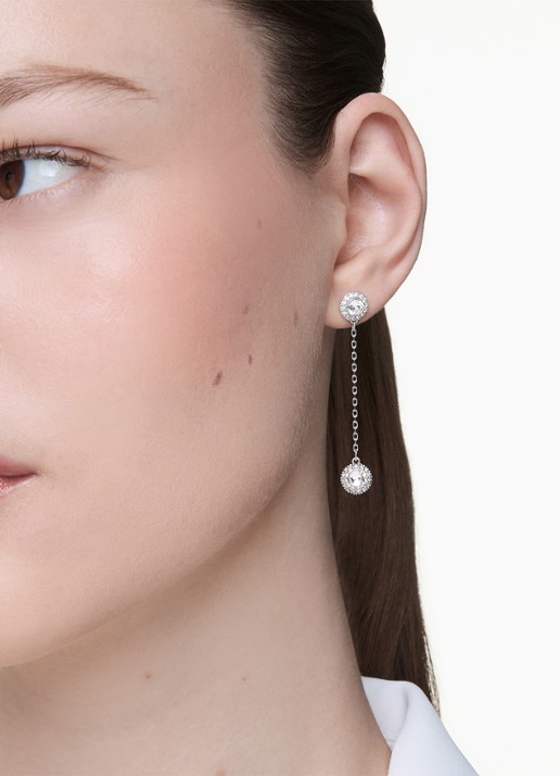 Swarovski Una oorhangers met kristal - voorkant 7 zilver