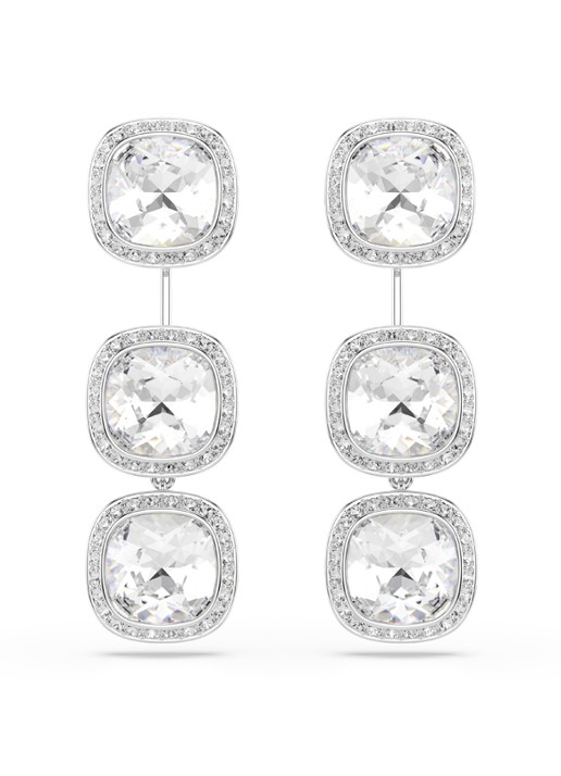 Swarovski Una oorhangers met kristal - detail 2 zilver