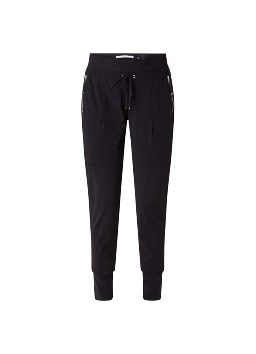 Tapered fit track pants met drawstring - voorkant 2 zwart