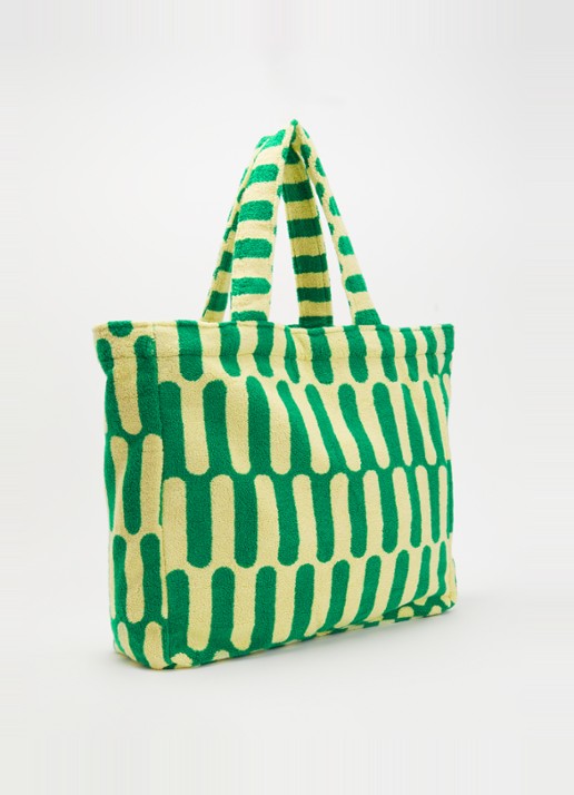 Tarta Gelatina Paseo shopper van badstof met print - achterkant 3 groen