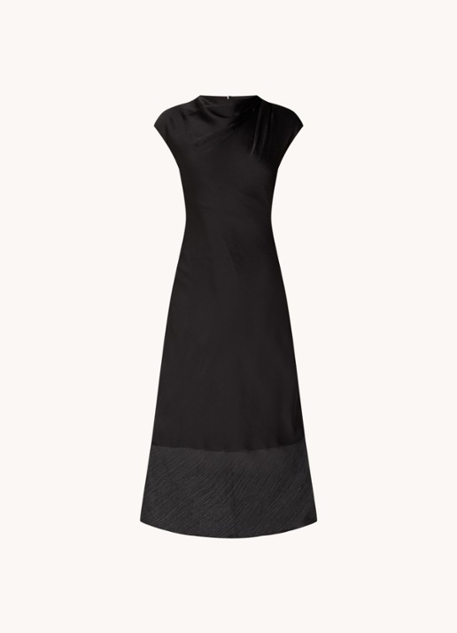Ted Baker Akane midi jurk van satijn met gedrapeerd detail - voorkant 4 zwart