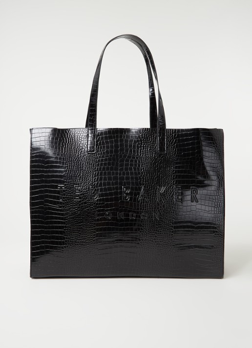 Ted Baker Alicon shopper met crocostructuur - voorkant zwart