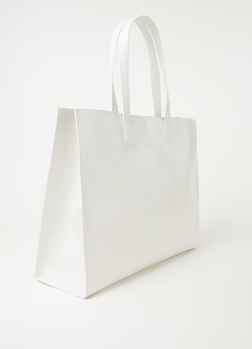 Ted Baker Alicon shopper met crocostructuur - achterkant 3 creme
