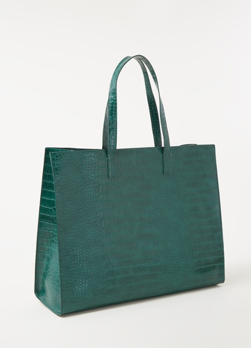 Ted Baker Alicon shopper met crocostructuur - achterkant 3 groen