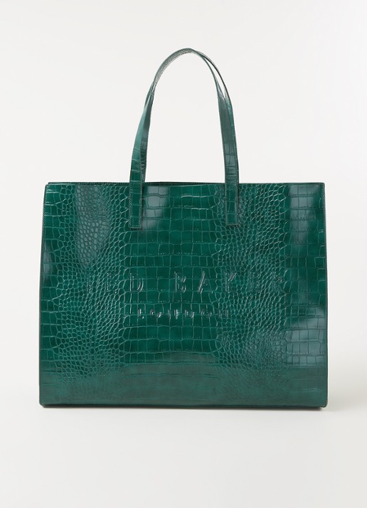 Ted Baker Alicon shopper met crocostructuur - voorkant 4 groen