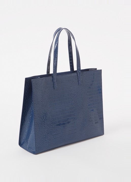 Ted Baker Alicon shopper met crocostructuur - achterkant 2 donkerblauw