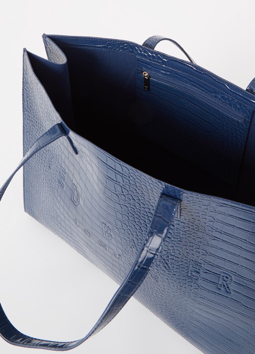 Ted Baker Alicon shopper met crocostructuur - detail 3 donkerblauw