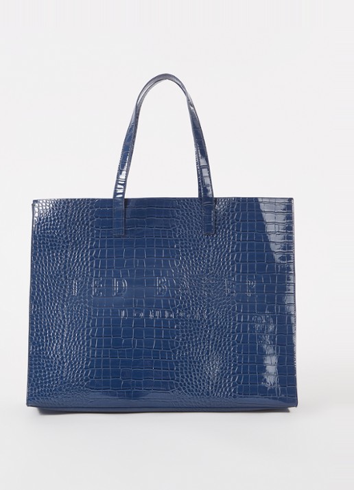 Ted Baker Alicon shopper met crocostructuur - voorkant donkerblauw