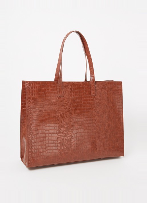 Ted Baker Alicon shopper met crocostructuur - achterkant 2 bruin