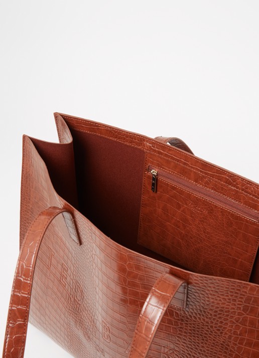 Ted Baker Alicon shopper met crocostructuur - detail 3 bruin